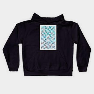 Geometric patchwork stars aqua Kids Hoodie